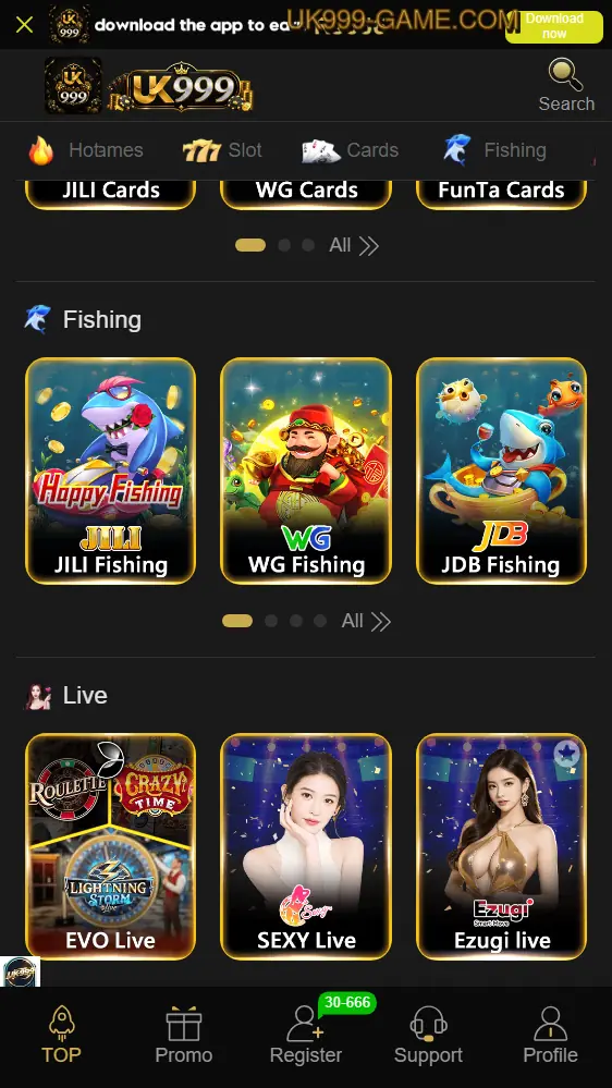 UK999 Game fishing titles and live casino games